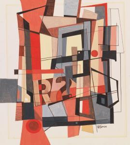 augustus simon Walter 1916-1979,San Fernando Fault #R-2,1971,Swann Galleries US 2015-04-02