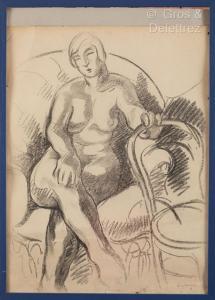 AUJAME Jean 1905-1965,Femme les jambes croisées,Gros-Delettrez FR 2023-10-02
