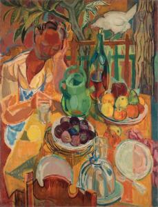 AUJAME Jean 1905-1965,La Table jaune au Jardin,1948,Ader FR 2023-10-20