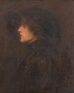 AULD James Muir 1879-1942,Portrait of a Woman in a Dark Hat,1908,Leonard Joel AU 2019-11-26