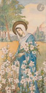 AURIOL Georges 1863-1938,Sainte cueillant des lys,Ader FR 2023-11-03