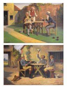 AUSTEN Alexander 1891-1909,exterior scenes with gentlemen seated at,19th Century,Clevedon Salerooms 2019-04-04