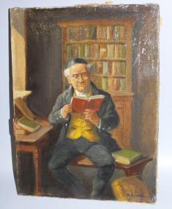 AUSTEN Alexander,Study interior with seated gentleman reading a boo,Cuttlestones 2020-03-05