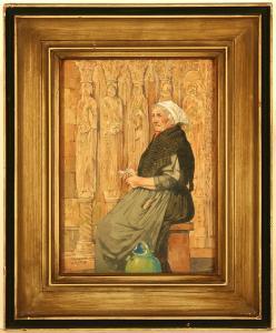 AUSTIN HOWARD,Peasant woman with pipe seated before cathedral fa,Dargate Auction Gallery 2009-08-07