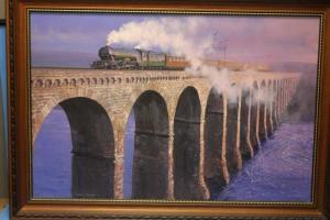 AUSTIN John 1918-2000,A steam train on a bridge,Cuttlestones GB 2021-09-10