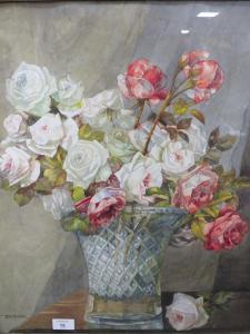 AUSTIN Reginald Harry 1890-1955,Still life study of roses in a vase,Cuttlestones GB 2024-01-11