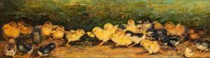 AUSTRIAN Ben 1870-1921,Twenty-five Chicks and a Yellow Butterfly,1901,Hindman US 2022-09-27