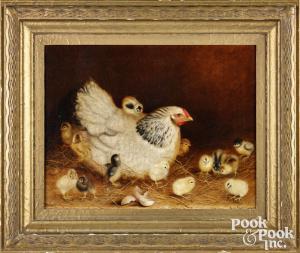 AUSTRIAN Ben 1870-1921,white hen and fourteen chicks,1913,Pook & Pook US 2023-05-05