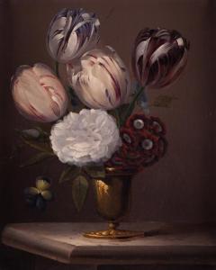 AUTRIQUE Edouard 1799-1876,Jarrón con tulipanes, peonía, pensamientos y anémo,Alcala ES 2012-11-28
