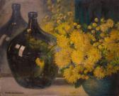 AVENT Mayna Treanor 1868,YELLOW FLOWERS AND A GREEN BOTTLE,Stair Galleries US 2018-03-02