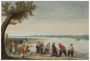 AVERCAMP Barent Pietersz,Pêcheurs ramassant des filets au bord d'un lac,Christie's 2022-05-18