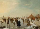 AVERCAMP Barent Pietersz 1612-1679,Winter landscape with skaters,1669,Galerie Koller CH 2021-10-01