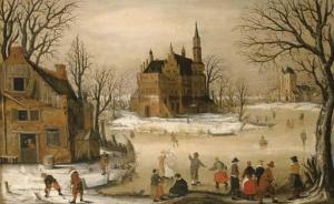 AVERCAMP Hendrick 1585-1634,Figures in a winter landscape with a castle beyond,Christie's 2006-10-17