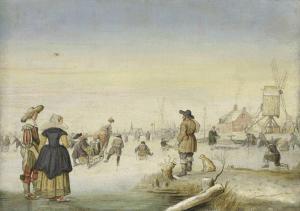 AVERCAMP Hendrick 1585-1634,Figures skating on a frozen lake,Christie's GB 2018-04-19