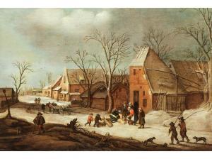 AVERCAMP Hendrick 1585-1634,WINTERLICHE DORFLANDSCHAFT MIT STAFFAGEFIGUREN,Hampel DE 2023-03-30