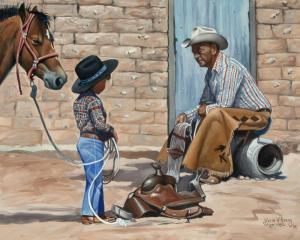 AVERY Keith W.,My Grandson and Me alkyd on illustration board,1982,Santa Fe Art Auction 2022-05-28