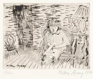 AVERY Milton Clark 1885-1965,Child Cutting,1936,Swann Galleries US 2024-04-18