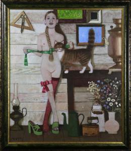 AVERYANOV Andrei 1948,Girl with Cat,2008,Clars Auction Gallery US 2017-01-14
