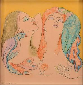 AVETISIAN Arman,Two Young Nudes with Peacocks,Burchard US 2022-01-22