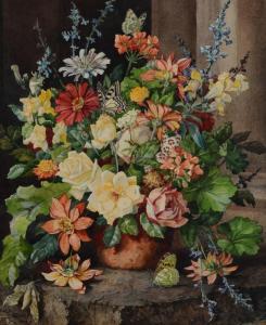 AVINOFF Andrey 1884-1948,Still Life with Butterfly and Flowers in a Pot,Burchard US 2015-06-28