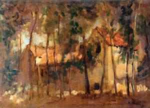 Avni Aharon 1906-1951,A House in the Forest,Tiroche IL 2013-02-02