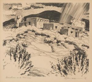 AVON SEWARD Coy 1884-1939,Sunshine and Shower,1928,Santa Fe Art Auction US 2023-07-21