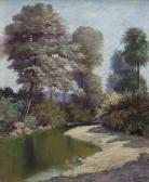 AXTMANNE Christian 1800-1900,Arbres au bord d'un ruisseau,Dogny Auction CH 2015-03-17