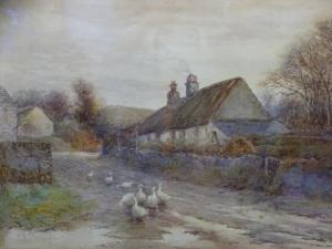 AYLING Albert William 1829-1905,attractive rural landscape with thatched cottages,Rogers Jones & Co 2020-12-08
