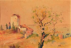 AYTOLON Kadri 1878-1957,View from Rumeli Fortress,Alif Art TR 2016-06-05