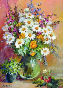 AZARIN Alexandre 1952,Still Life of Flowers in a Green Vase,John Nicholson GB 2016-07-20