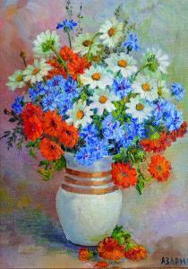 AZARIN Alexandre 1952,Still Life of Flowers in a White Vase,John Nicholson GB 2016-07-20