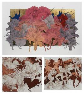 AZOULAY Guillaume A. 1949,STAMPEDE,1988,Clark Cierlak Fine Arts US 2015-03-28
