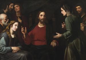 AZZOLINO Giovanni Bernardino 1572-1645,CHRIST IN THE HOUSE OF MARY AND MARTHA,Sotheby's 2016-01-29