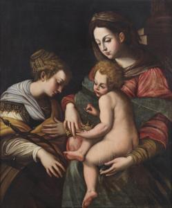 AZZOLINO Giovanni Bernardino 1572-1645,Madonna con bambino e Santa Cater,Capitolium Art Casa d'Aste 2021-12-14