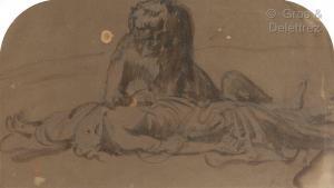BÉNOUVILLE Léon 1860-1903,Lion terrassant une femme étendue,Gros-Delettrez FR 2022-04-05