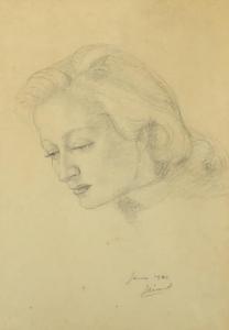 BÉRARD Jean 1900-1900,Portrait de femme de profil,1940,Neret-Minet FR 2013-10-25