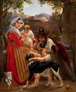 BÉRAT Eustache 1792-1884,Une famille italienne devant un paysage,Delorme-Collin-Bocage FR 2023-06-23