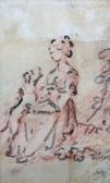 BÉRICOURT Etienne 1700-1700,Jeune femme au chien,De Maigret FR 2023-06-09