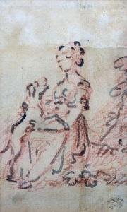 BÉRICOURT Etienne 1700-1700,Jeune femme au chien,De Maigret FR 2023-06-09