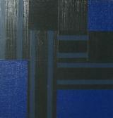 BÉZIE Charles 1934,Moderne Komposition in Blau-Schwarz. Rückseitig si,Schlueter DE 2006-02-04