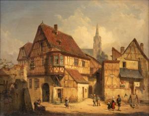 BÖGLER Karl 1837-1866,Häuser in einer Stadt,1863,Kastern DE 2021-07-03