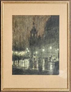 BÖHM Ernst 1890,Der Weihnachtsmarkt vor dem Berliner Dom bei Nacht,1909,Leo Spik DE 2017-12-07