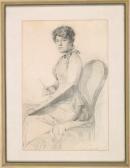 BÖTTCHER Friedrich 1844,Portrait einer sitzenden jungen Malerin, Kniestück,Allgauer DE 2007-07-05