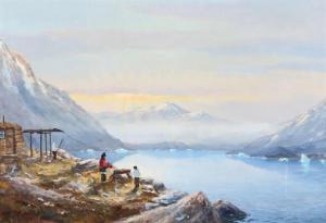 Bøje Thorbjørn Evelyn,Greenlandic fiord landscape. Signed E. Thorbjørn G,Bruun Rasmussen 2018-03-26