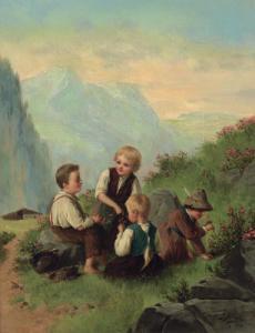 BÜCHE Josef 1848-1917,Bambini che raccolgono rododendri,Palais Dorotheum AT 2006-11-29