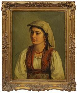 BÜCHE Josef 1848-1917,Bildnis einer jungen Italienerin in Tracht,Schloss DE 2022-09-03