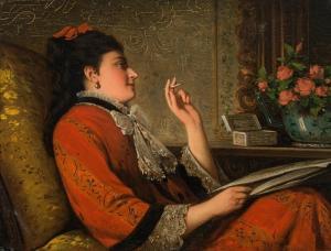 BÜCHE Josef 1848-1917,Smoking lady in an armchair,im Kinsky Auktionshaus AT 2020-06-23