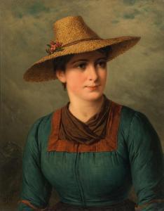 BÜCHE Josef 1848-1917,Woman in traditional costume with straw hat,im Kinsky Auktionshaus 2020-06-23