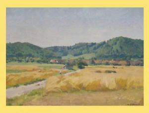 BÜHLER Hans Eduard 1893-1967,Landschaft im ZürcherUnterland,1956,Zurichsee CH 2008-04-09
