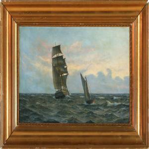 bülow a,With sailing ships on open sea,1900,Bruun Rasmussen DK 2009-10-12